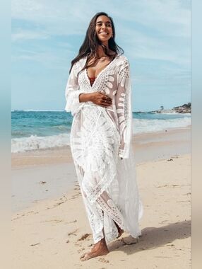 NWOT Cupshe White Crochet Lace Maxi Swim Cover-Up